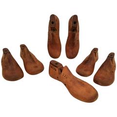 Seven Vintage Wood Shoe Molds