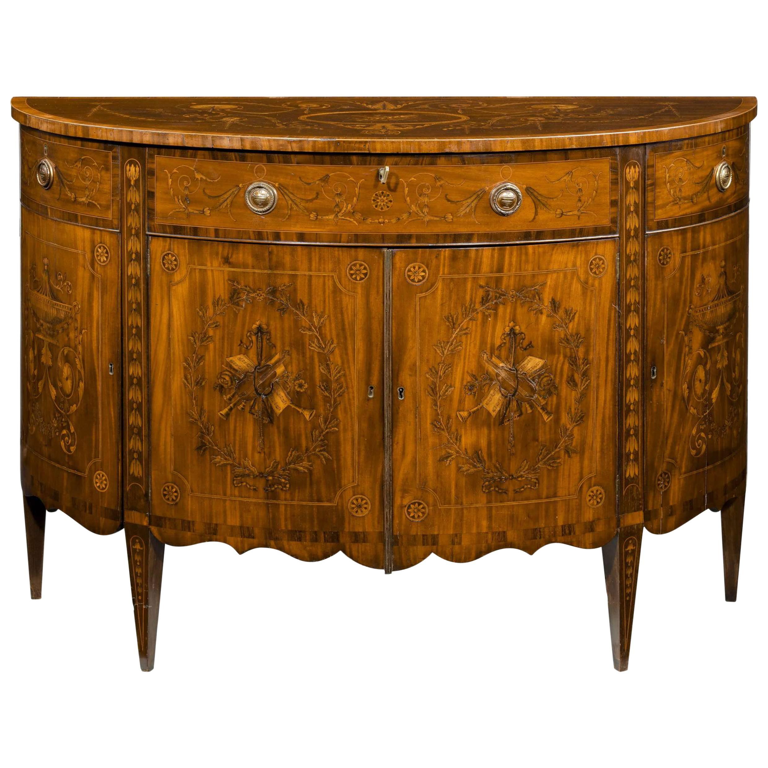 Late 18th Century Marquetry Demilune Commode