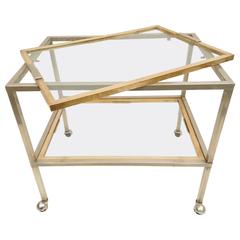 Bar Cart with Tray in Brass and Chrome, Italy