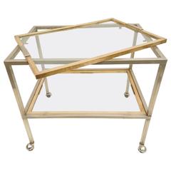 Vintage Bar Cart with Tray in Brass and Chrome, Italy