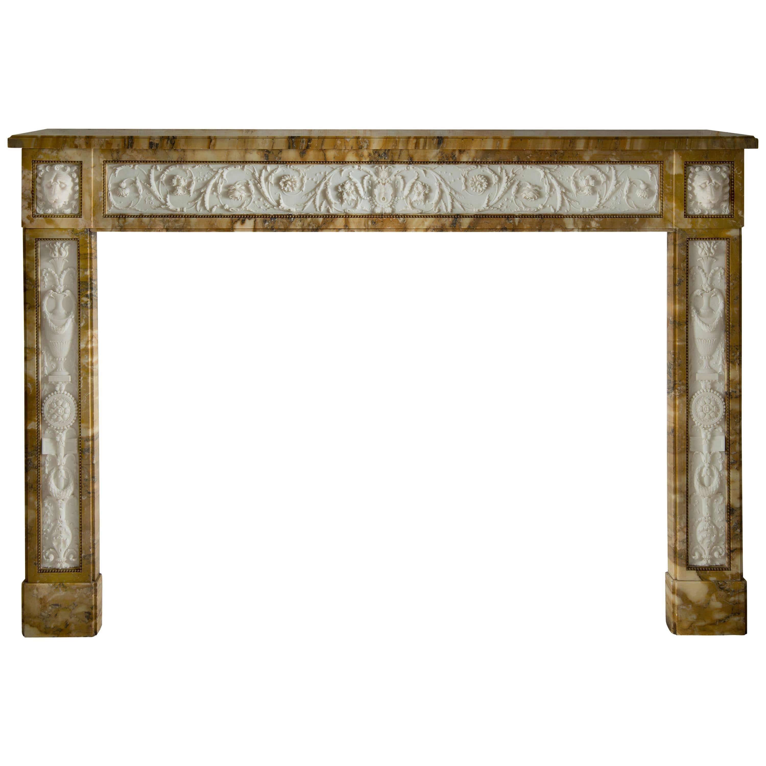 A Louis XVI Style Yellow Marble Fireplace, 19th Century, circa 1803-1810 For Sale