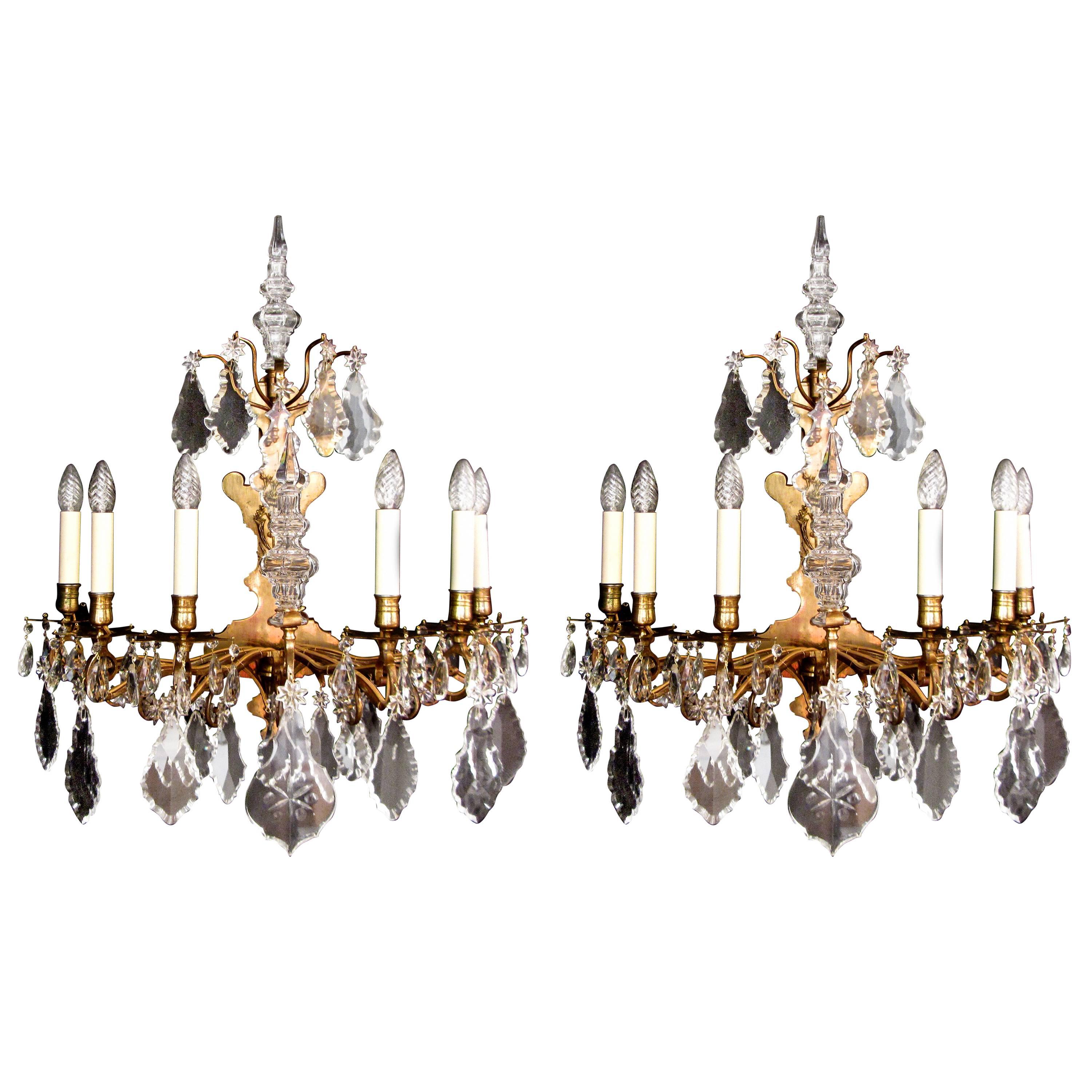 Large Pair of 19th Century Wall Lights For Sale