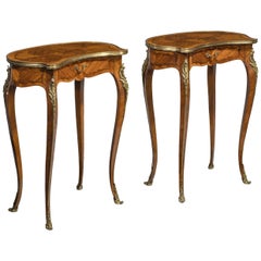 Antique Pair of Late 19th Century Kidney Shaped Occasional Tables