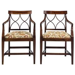 Pair of George III Period Mahogany Elbow Chairs