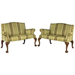 Antique Pair of Early 20th Century Walnut Sofas