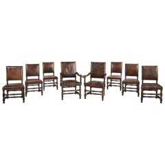 Antique Set of Eight (Six plus Two) 17th Century Design Oak Chairs