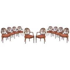 Set of Ten Mid-20th Century Mahogany Elbow Chairs