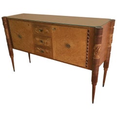 Pier Luigi Colli Mid-Century Modern Light Carved Wood Italian Sideboard 1950