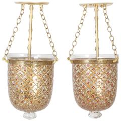 Pair of Handblown Bell Jar Lanterns