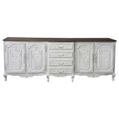 Antique Country French Grand Painted Buffet