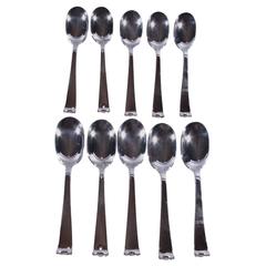 Set of Ten Alan Adler Modern Georgian Sterling Silver Demitasse Spoons