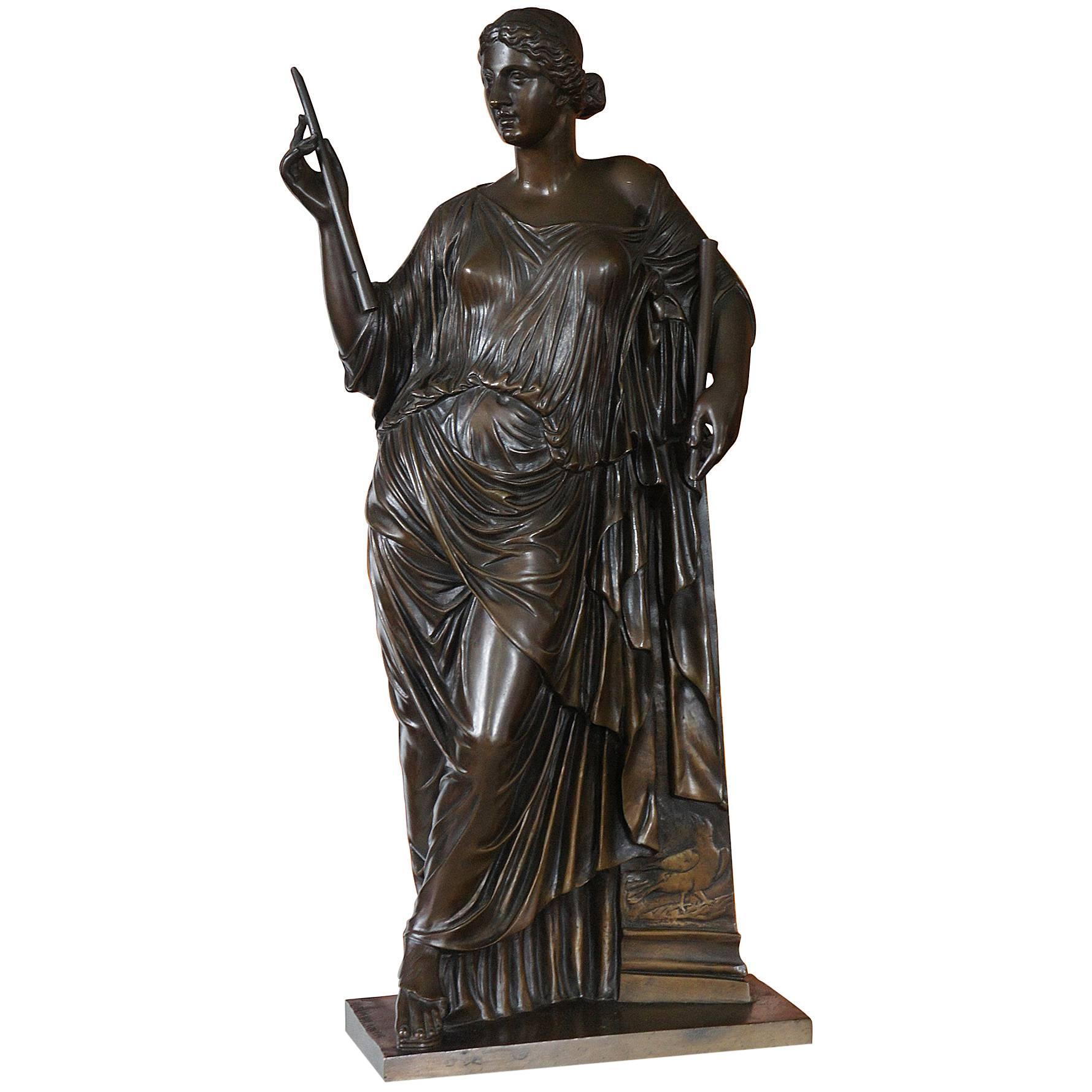Antique Bronze Sculpture Muze Euterpe Made 
Marked by F. Barbedienne