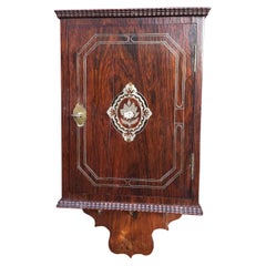 Antique 19th Century Mother-of-Pearl Inlaid Coromandel Key Rack Holder / Wall Cabinet