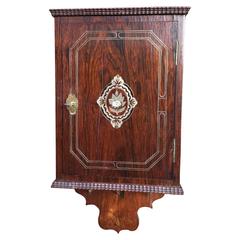 Rare 19th Century Mother-of-Pearl Inlaid Rosewood Key Rack / Holder Wall Cabinet 2