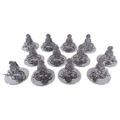 Set of 12 Tiffany Sterling Silver Pineapple Place Cardholders