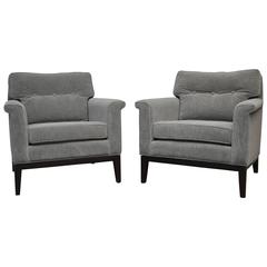 Dunbar Lounge Chairs by Edward Wormley in Grey Mohair
