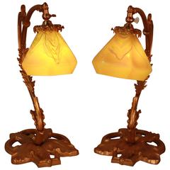 Antique Pair of French Art Nouveau Table Lamps