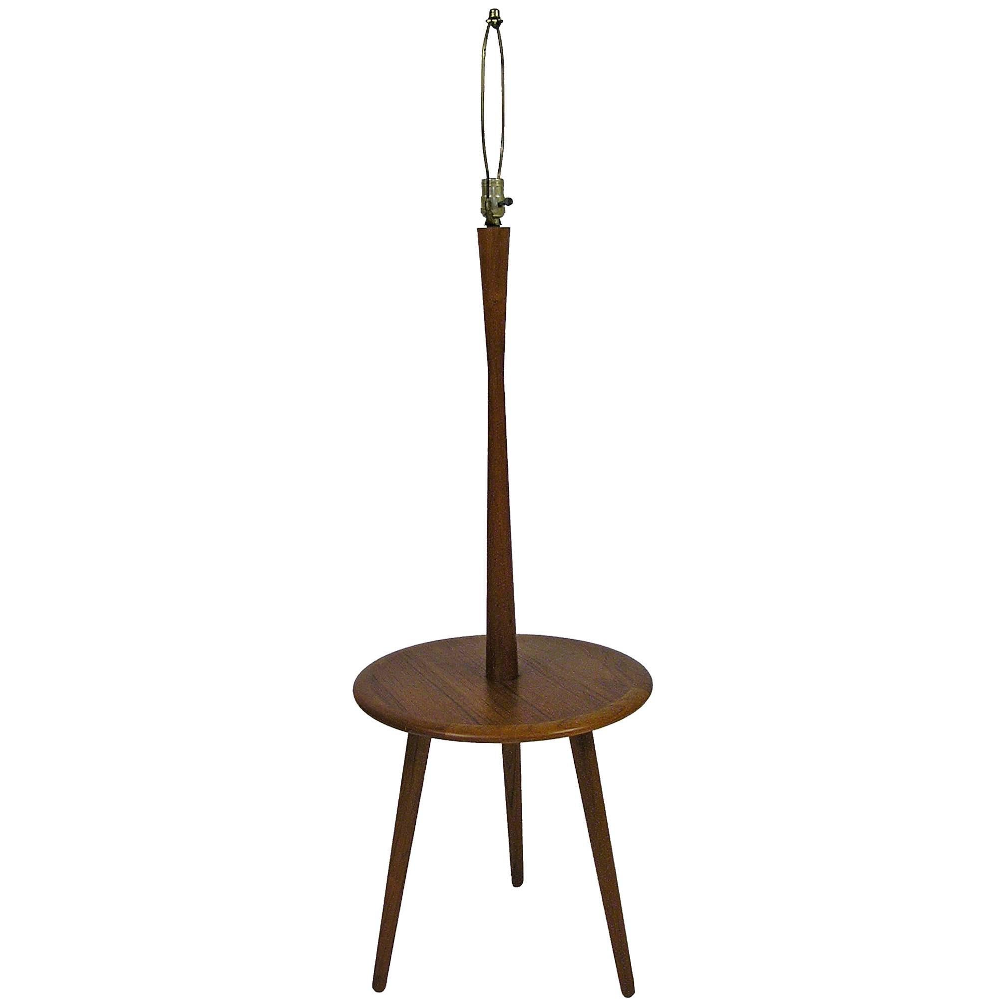 1960s Tripod-Leg Teak Table Floor Lamp