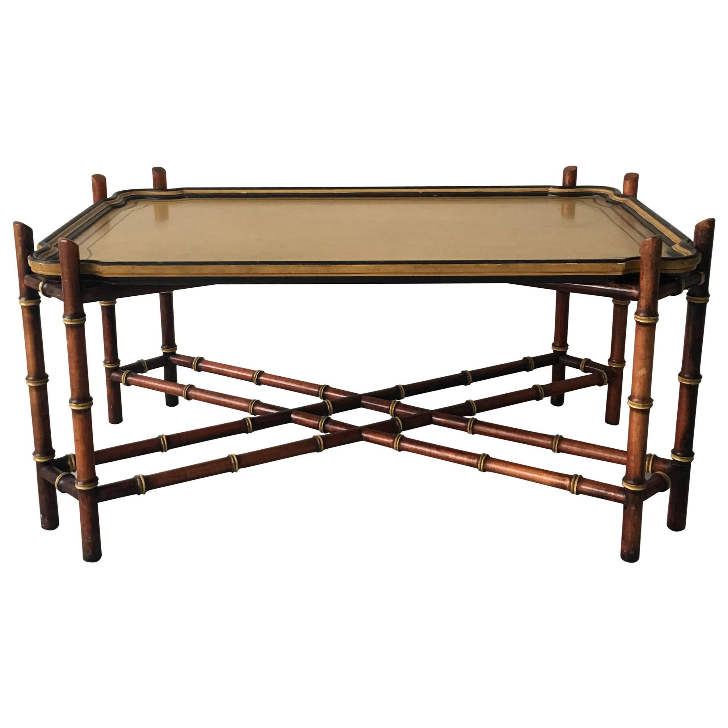 Baker Furniture Faux Bamboo Tray Coffee Table