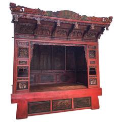 19th Century Chinese Red Lacquered Opium Canopy Bed 6