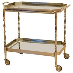 Italian Chrome Bar or Serving Cart with Removable Tray