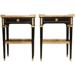 Fine Pair of 1940s French Ebonised Side Tables