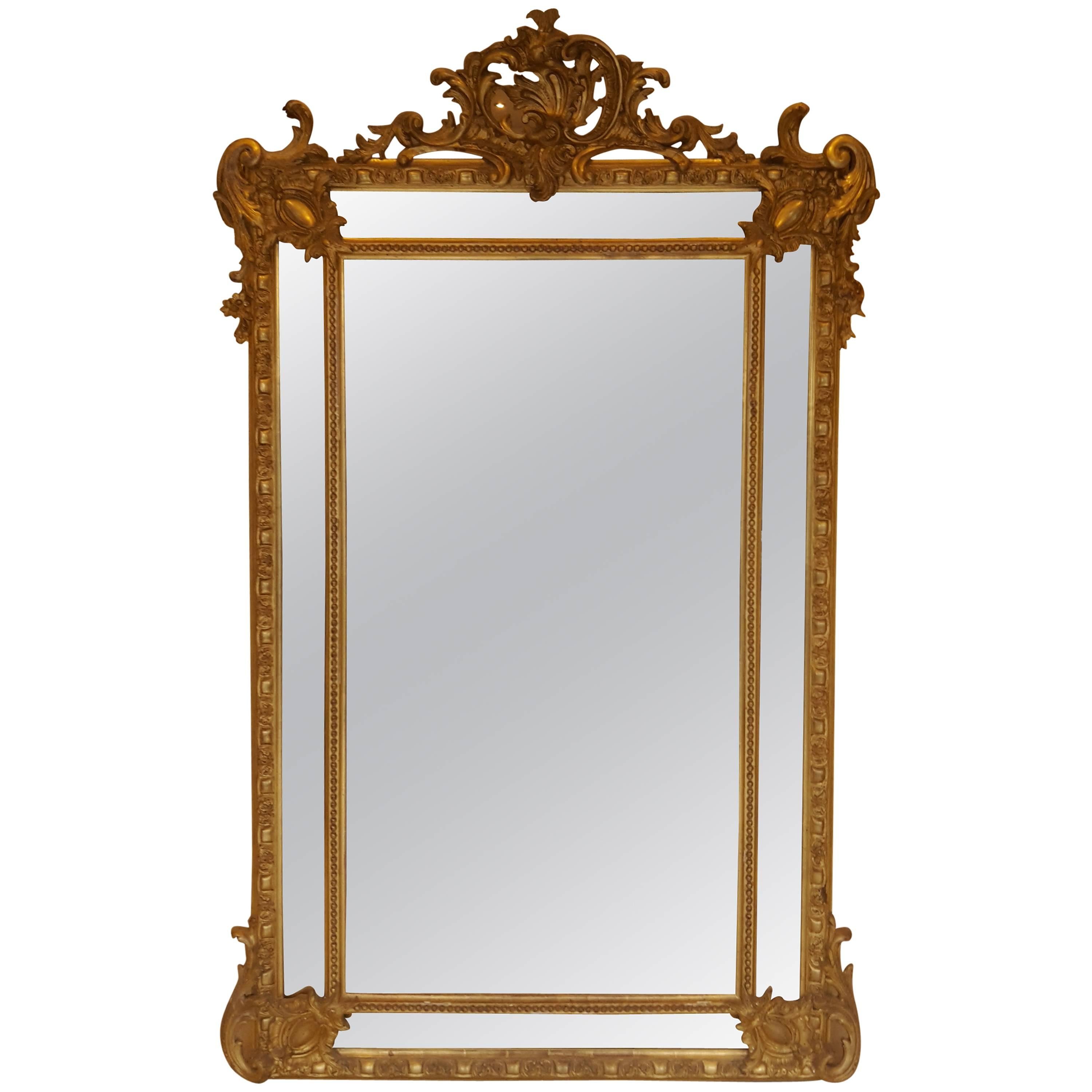 French Antique Mirror Napoleon III Gold Leaf For Sale