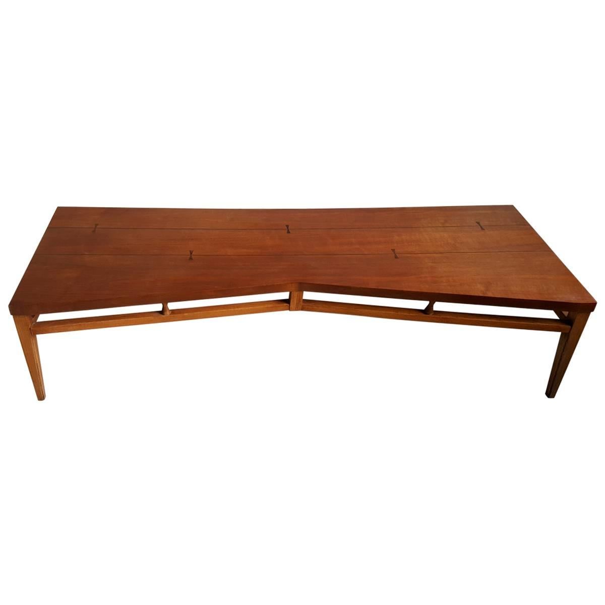 Modern Walnut and Rosewood Cocktail Table or Bench 'Tuxedo" by Lane
