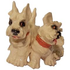 Sculpture with Two Dogs White Terrier