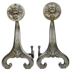 Pair of Dragon Face Aesthetic Andirons