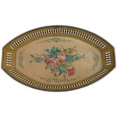 French Yellow Tole Tray with Flowers