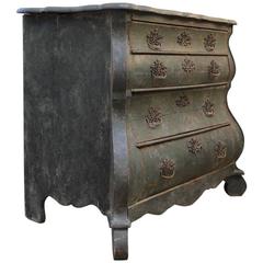 19th Century Dutch Bombe Commode with Later Distressed Paint