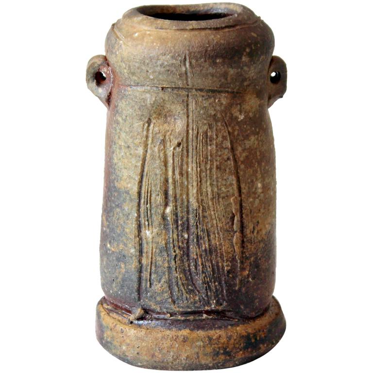 Vintage Bizen Signed Old Japanese Tea Ceremony Pottery Ikebana Flower