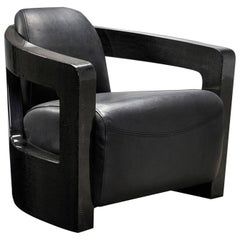 Schwarzer Sessel aus schwarzem Kohlenstoff mit schwarzem, echtem Leder