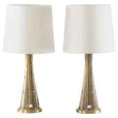 Pair of Brass Table Lamps by Sonja Katzin
