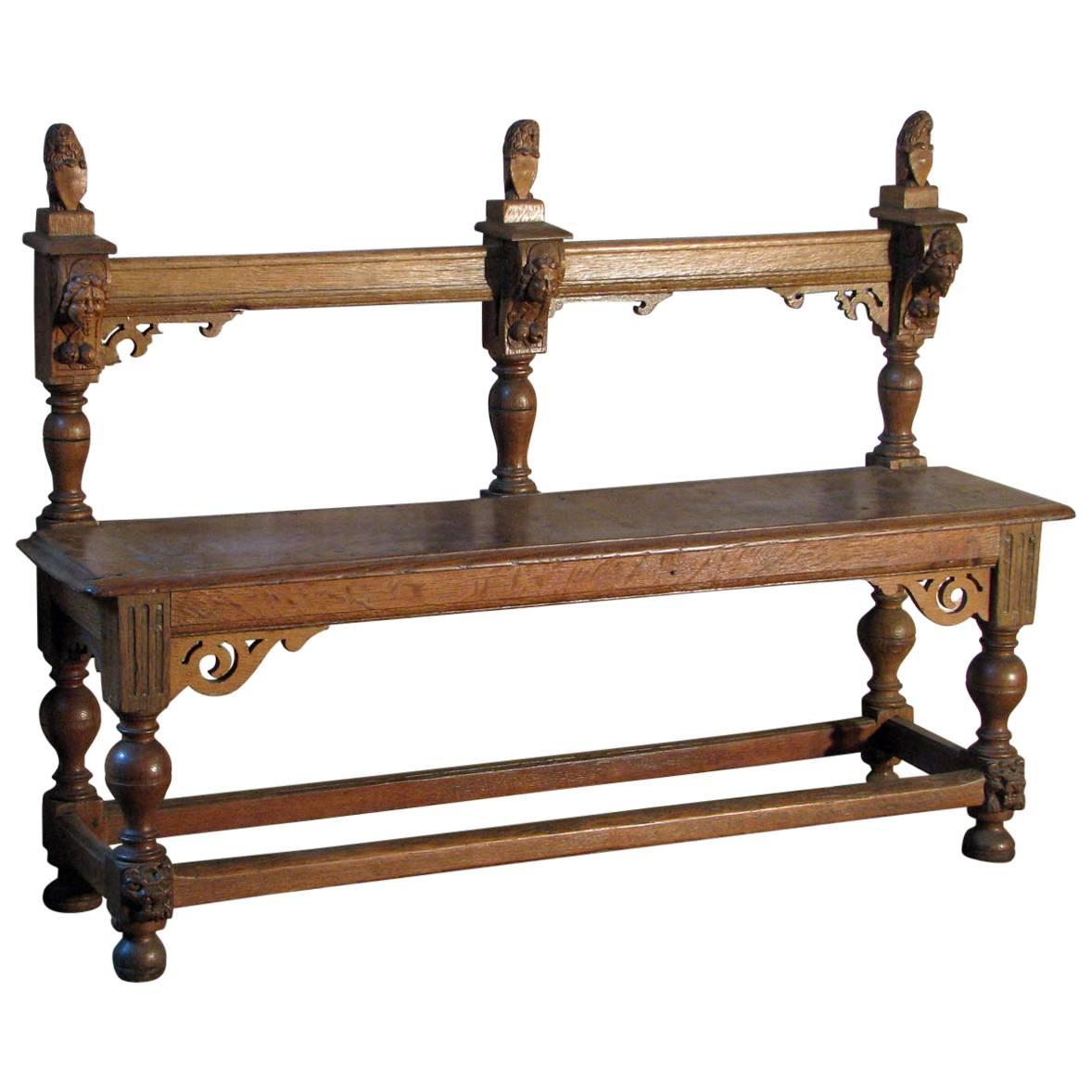 Dutch Baroque 17th Century Oak Bench For Sale