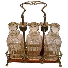 Antique Art Nouveau Brandy Whisky Tantalus Decanter Set, 1900s 6