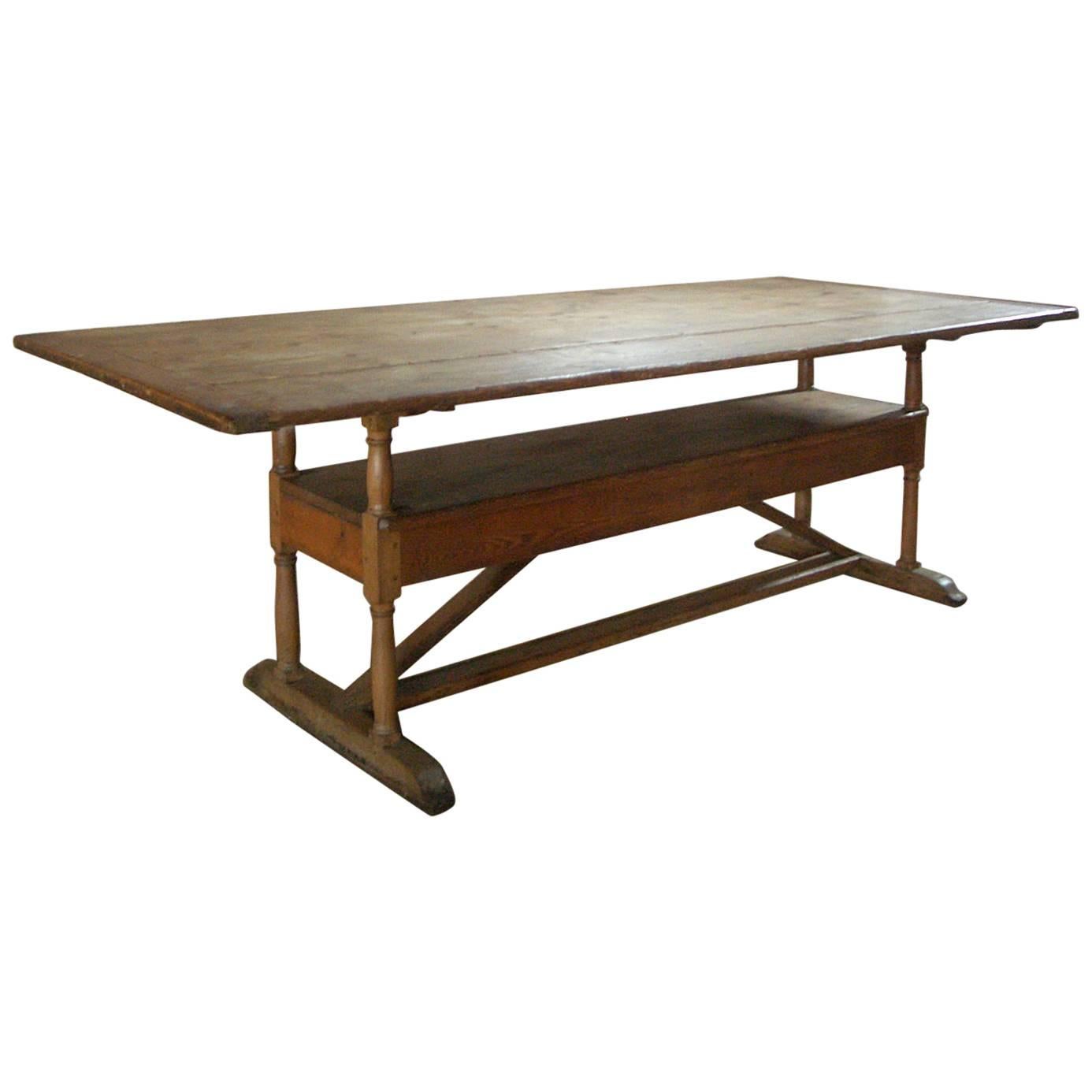 Rustic 19th century pine Settle-Table / Farmhouse Table