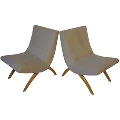 Early Milo Baughman Scoop Lounge Chairs