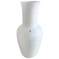 Venini White Cased Murano Glass Vase
