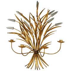 Large Italian Wheat Gilt Candle Sconce 7