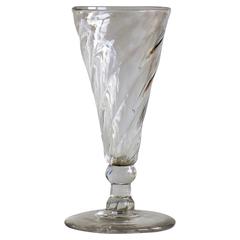 Mid-Georgian, Dwarf Ale Drinking Glass, Wrythen Bowl, Handblown, circa 1760