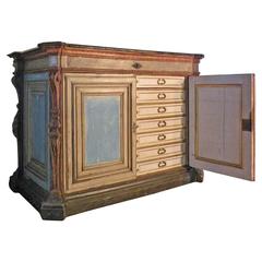 Large Italian Baroque 17th century Painted Cabinet Fitted with Drawers 8