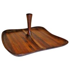 Modern Mid Century Daniel Loomis Valenza Sculptural Walnut Tray, 1970