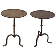 Great Pair of Iron Side Tables with Gilt Finish