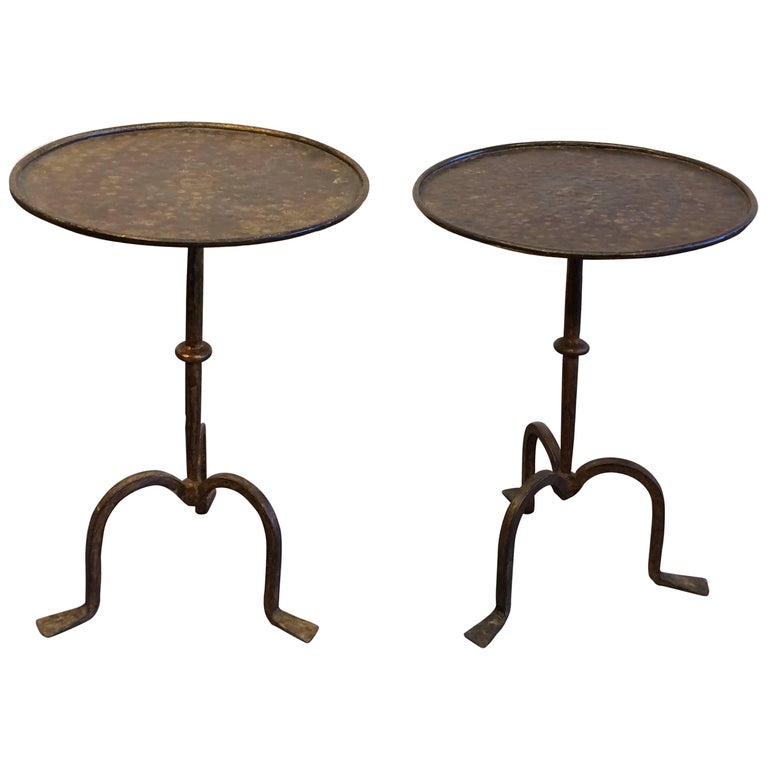 Great Pair of Iron Side Tables with Gilt Finish at 1stDibs