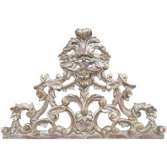 Italian Silver Giltwood Carved Overdoor Crest