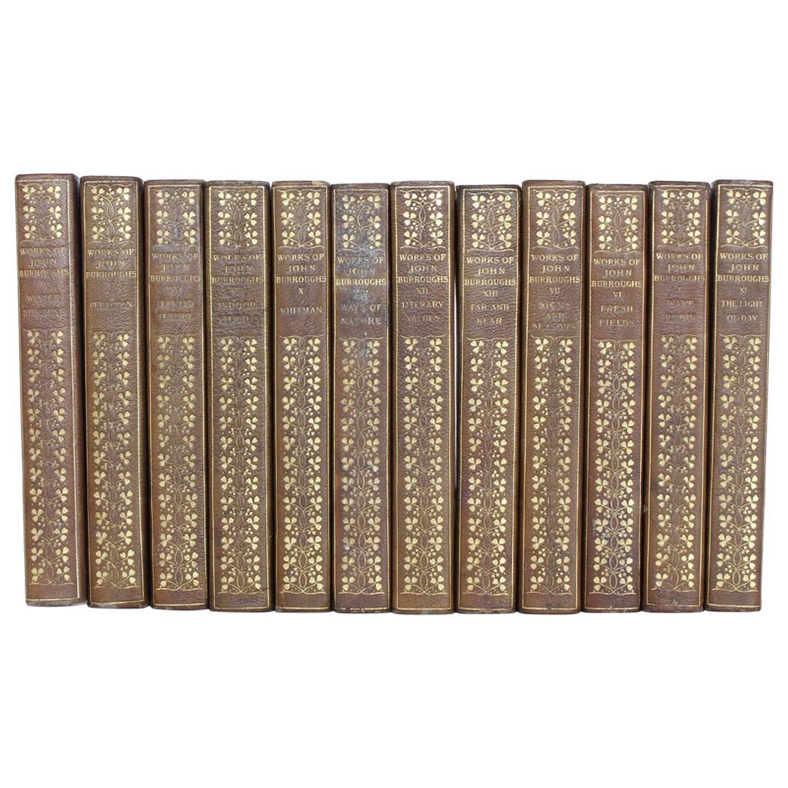 Collection of 12, 1900s Leather Books "The Writings Of John Burroughs"
