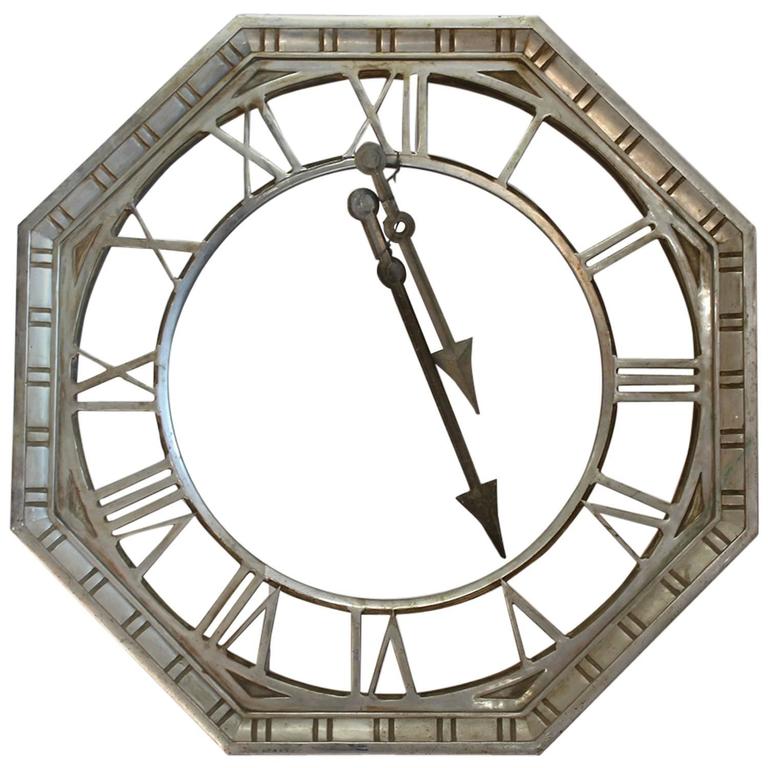 Antique Large Metal Clock Face with Hands For Sale at 1stDibs