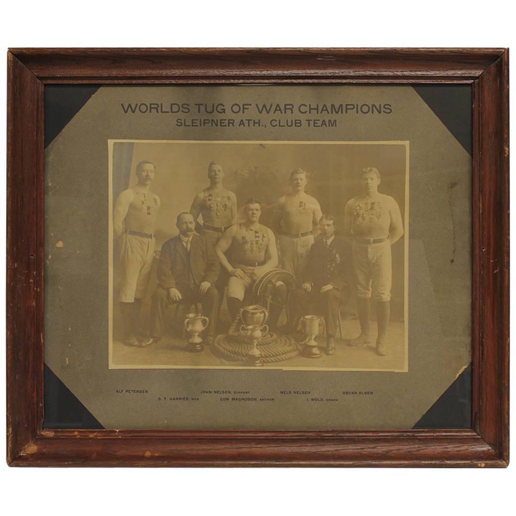 Antique Photo of "Worlds Tug of War Champions" For Sale